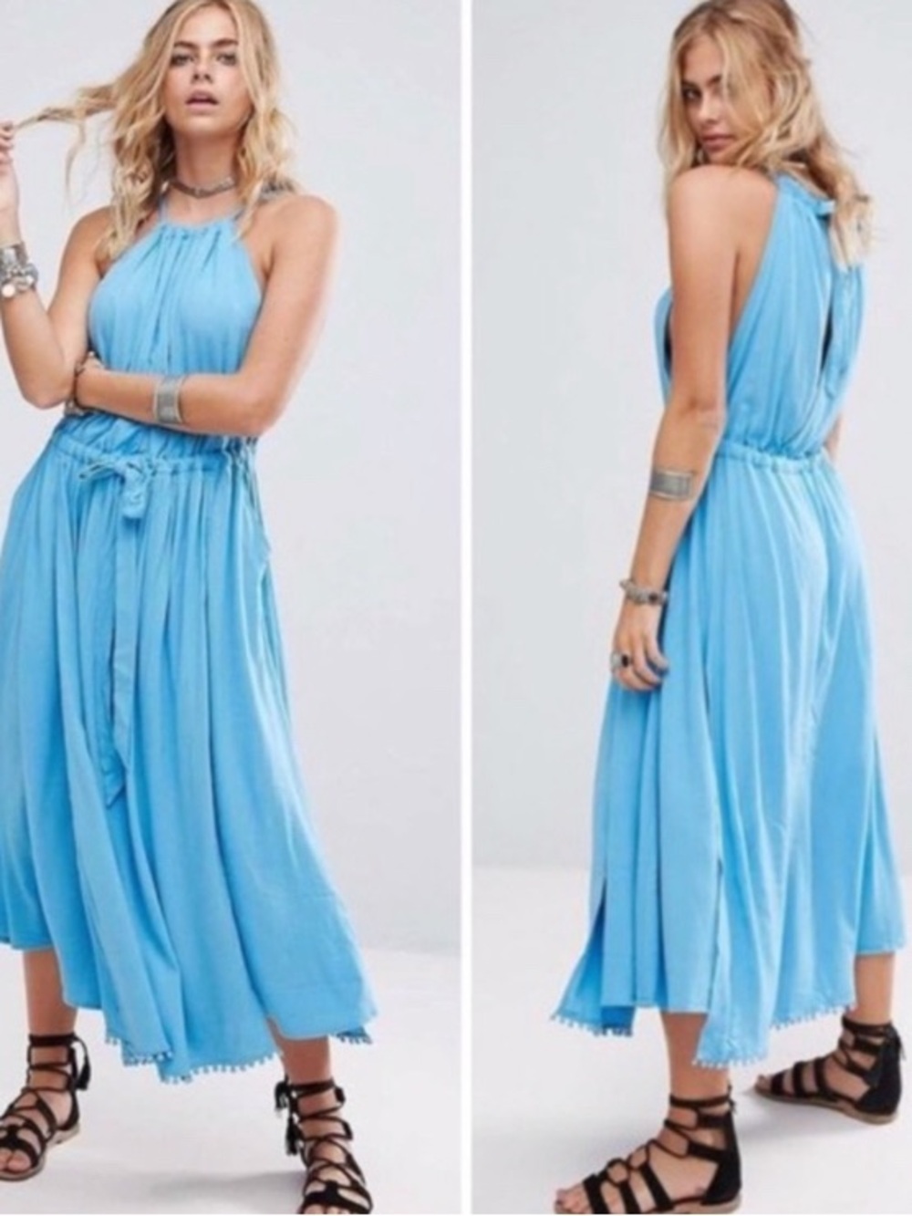 Free People Spring Love Midi Dress Blue sz XS